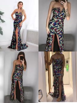 image-Women Sexy V Neck Off Shoulder Sequin Ma