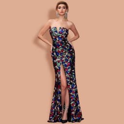 image-Women Sexy V Neck Off Shoulder Sequin Ma