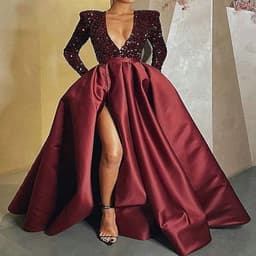 image-Women's Stand-alone Stand Sequins And Large Posing Temperament Sexy Long Skirt Tail Banquet Evening Dress