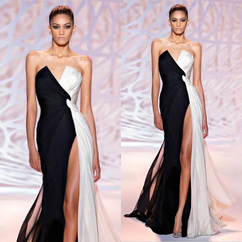 image-Evening Dress Female Banquet Black Annual Meeting Long Sexy Split Dress Temperament Host Summer