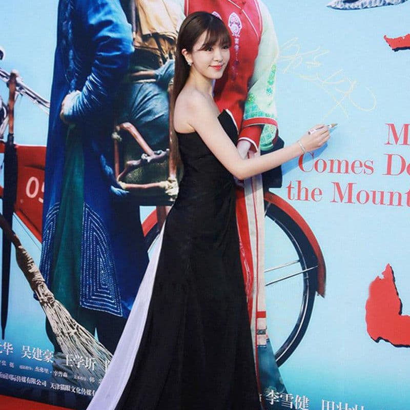 image-Evening Dress Female Banquet Black Annual Meeting Long Sexy Split Dress Temperament Host Summer