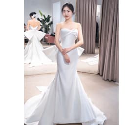 image-The New Small Trailing Temperament Trailing Simple And Thin Mermaid Wedding Dress