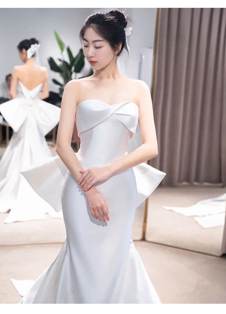 image-The New Small Trailing Temperament Trailing Simple And Thin Mermaid Wedding Dress
