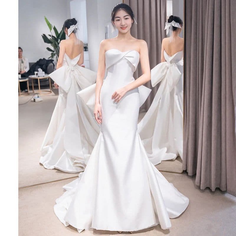 image-The New Small Trailing Temperament Trailing Simple And Thin Mermaid Wedding Dress