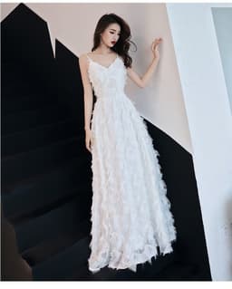 image-Evening Dress Female White Suspenders Birthday Party