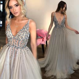 image-Diamond Grey Banquet Party Host Birthday Evening Dress