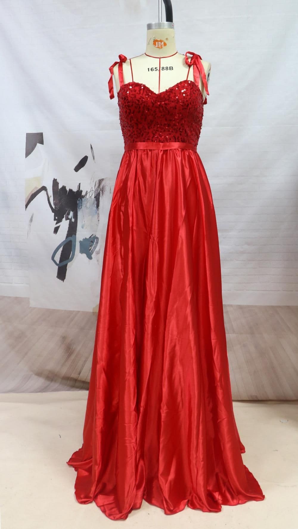 image-Women's Temperament Long Banquet Evening Dress Suspenders Sequined Large Skirt