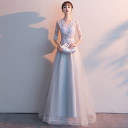 image-Banquet Elegant Long Black Ladies Annual Meeting Dress