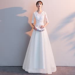 image-Banquet Elegant Long Black Ladies Annual Meeting Dress