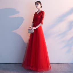 image-Banquet Elegant Long Black Ladies Annual Meeting Dress