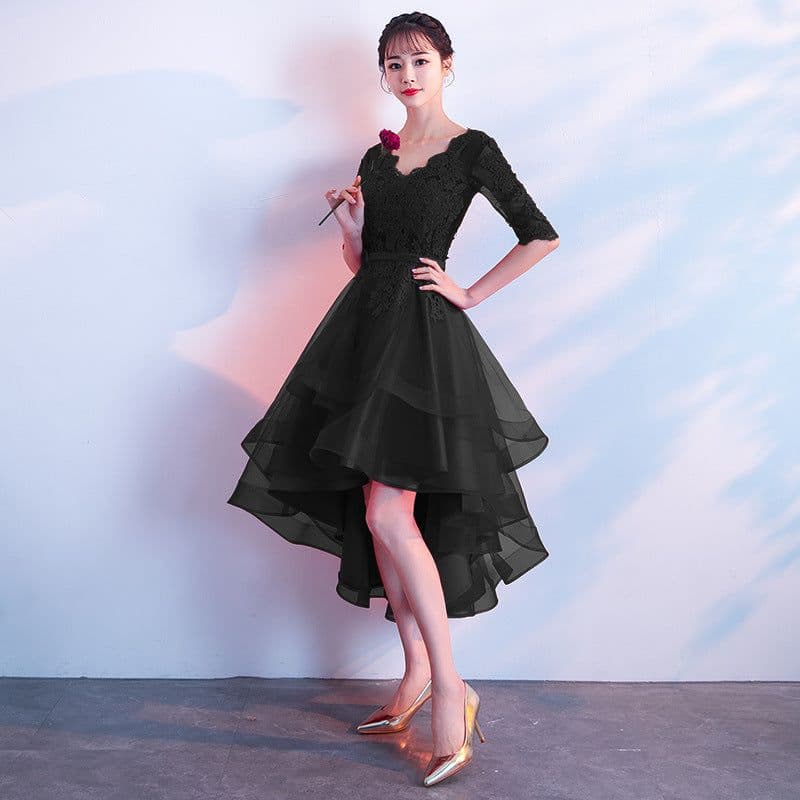 image-Banquet Elegant Long Black Ladies Annual Meeting Dress