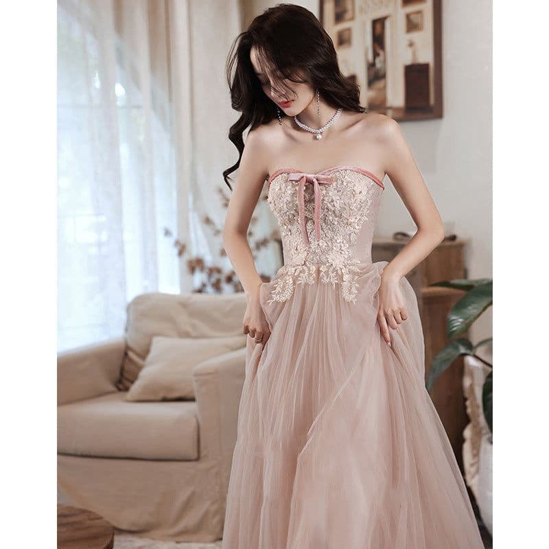 image-Elegant Tube Lace Sequined Ball Gown Pageantry Gown Prom gown