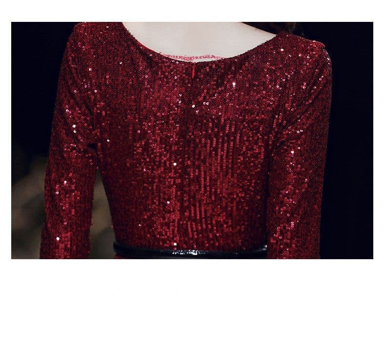 image-Wine Red Temperament Host Dress Annual Meeting Long
