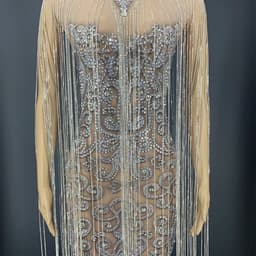 image-Short Rhinestone Fringed Diamond Cocktail Dress