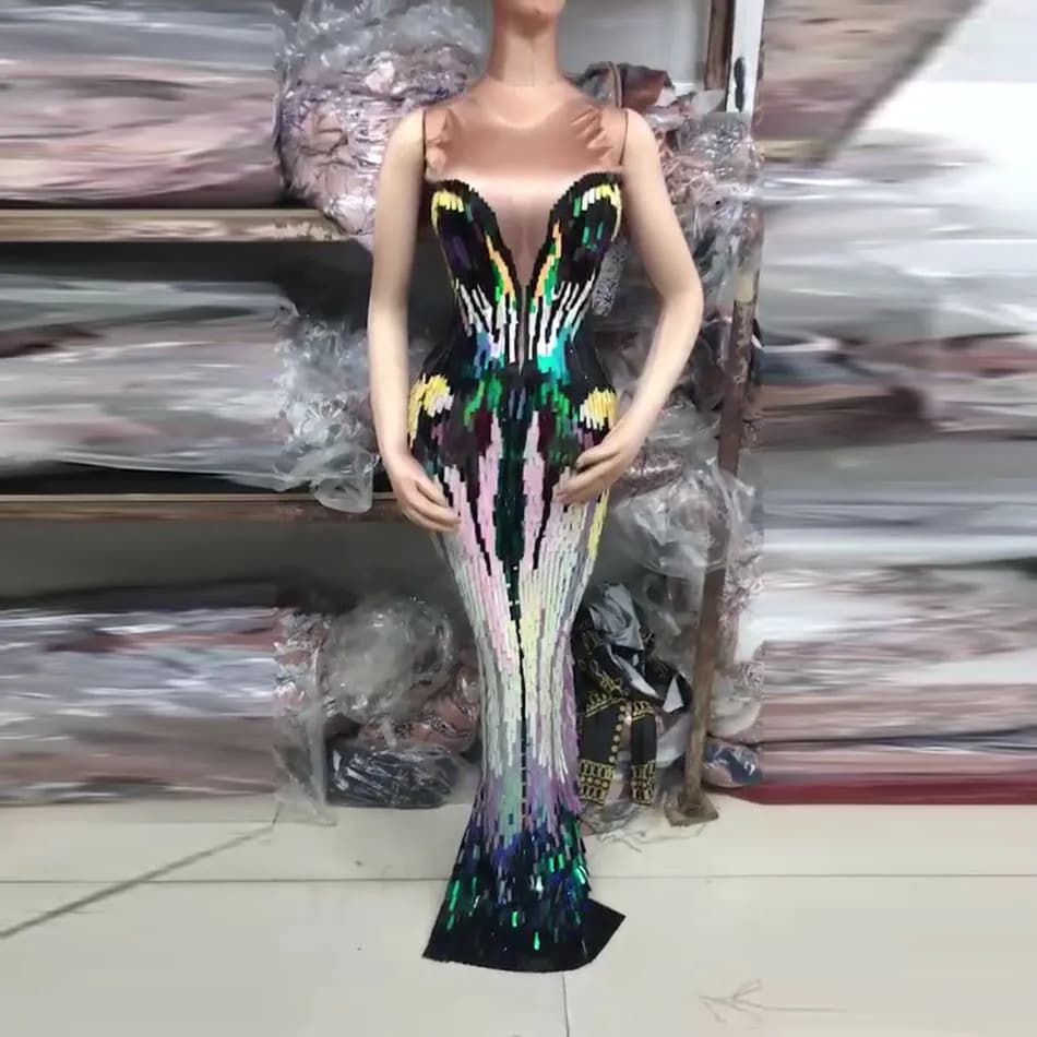 image-Sequin Evening Dress Female Singer Costume