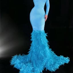 image-Water Bottle Feather Trailing Hip Dress Costume