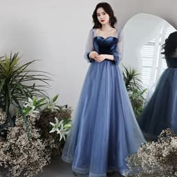 image-Velvet Long Birthday Party Dress For Women
