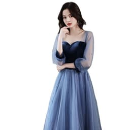 image-Velvet Long Birthday Party Dress For Women