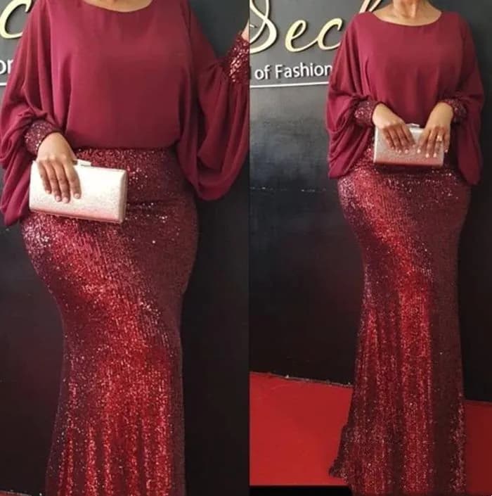 image-African Women's Beads Chiffon Party Evening Dress Big Size