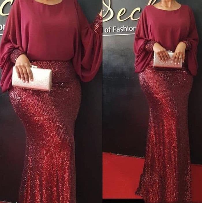 image-African Women's Beads Chiffon Party Evening Dress Big Size