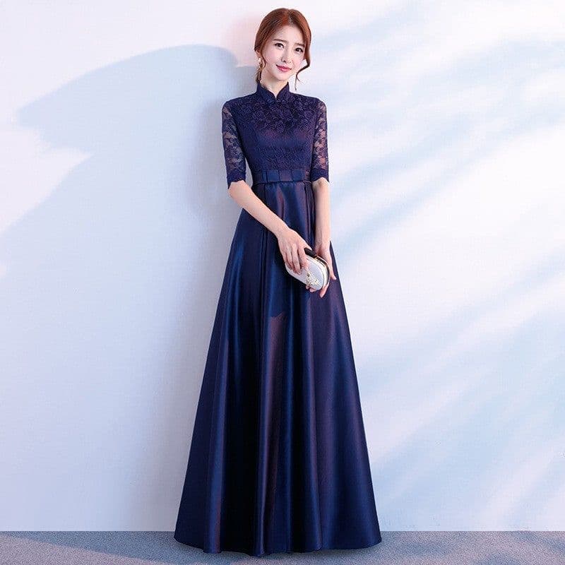 image-The End Elegant Long Sleeve Thin Company Annual Meeting Black Dress Dress Long Section