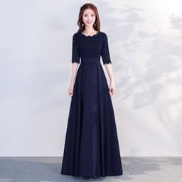 image-The End Elegant Long Sleeve Thin Company Annual Meeting Black Dress Dress Long Section