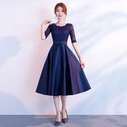 image-The End Elegant Long Sleeve Thin Company Annual Meeting Black Dress Dress Long Section