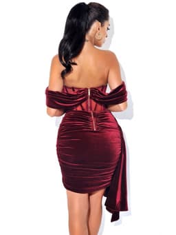 image-Women's Velvet With Breast Sexy Evening Dress