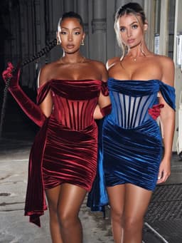 image-Women's Velvet With Breast Sexy Evening Dress