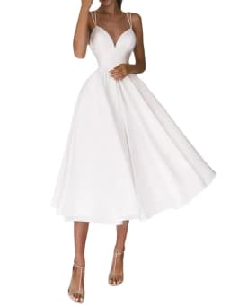 image-Women's Long Skirt V-neck Simple And Thin Suspender Dress