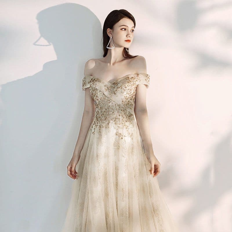 image-Banquet Fashion Temperament A Shoulder Flamboyant Dress