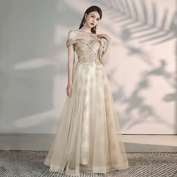 image-Banquet Fashion Temperament A Shoulder Flamboyant Dress