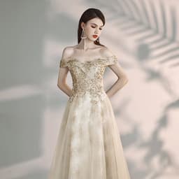 image-Banquet Fashion Temperament A Shoulder Flamboyant Dress