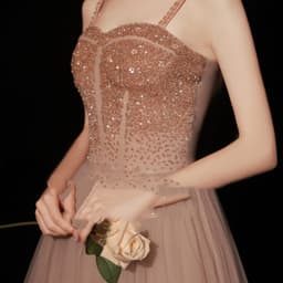 image-Golden Suspender Dress Female Dinner