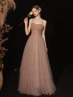 image-Golden Suspender Dress Female Dinner