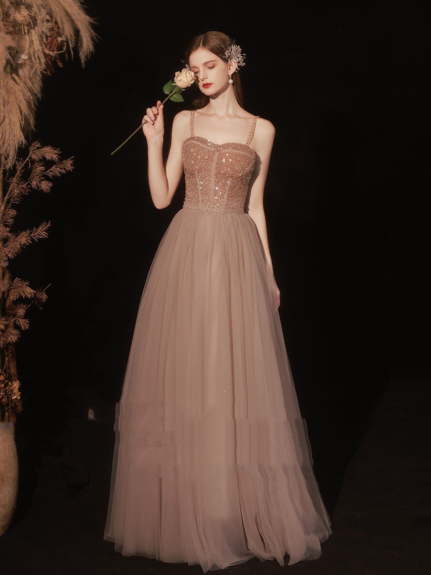 image-Golden Suspender Dress Female Dinner