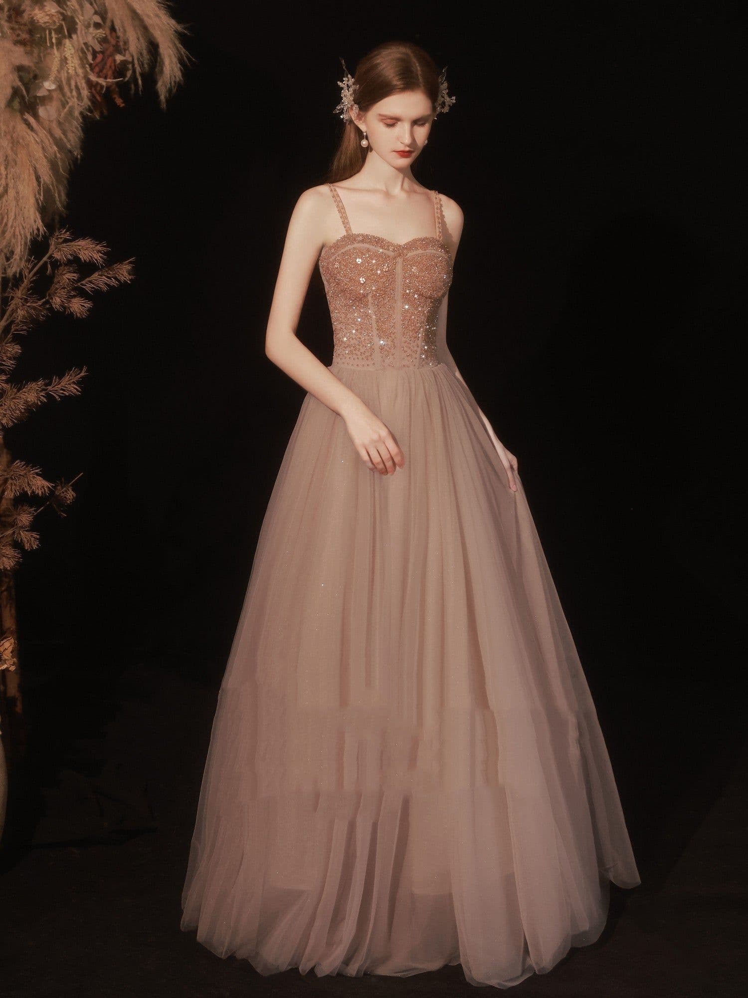 image-Golden Suspender Dress Female Dinner