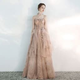 image-Toast Dress Female Wedding Bridesmaids Breast Wipe Long Skirt Dinner Annual Meeting Host
