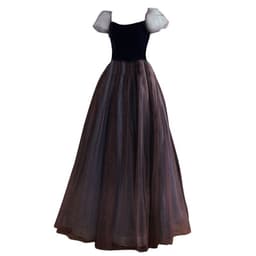 image-Blue Bubble Sleeve Wedding Dress Banquet Evening Dress Bride Toast Dress