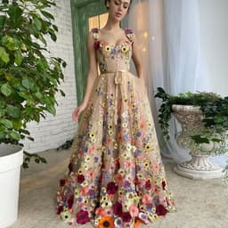 image-Sevintage Exquisite 3D Flowers Prom Dresses Sweetheart