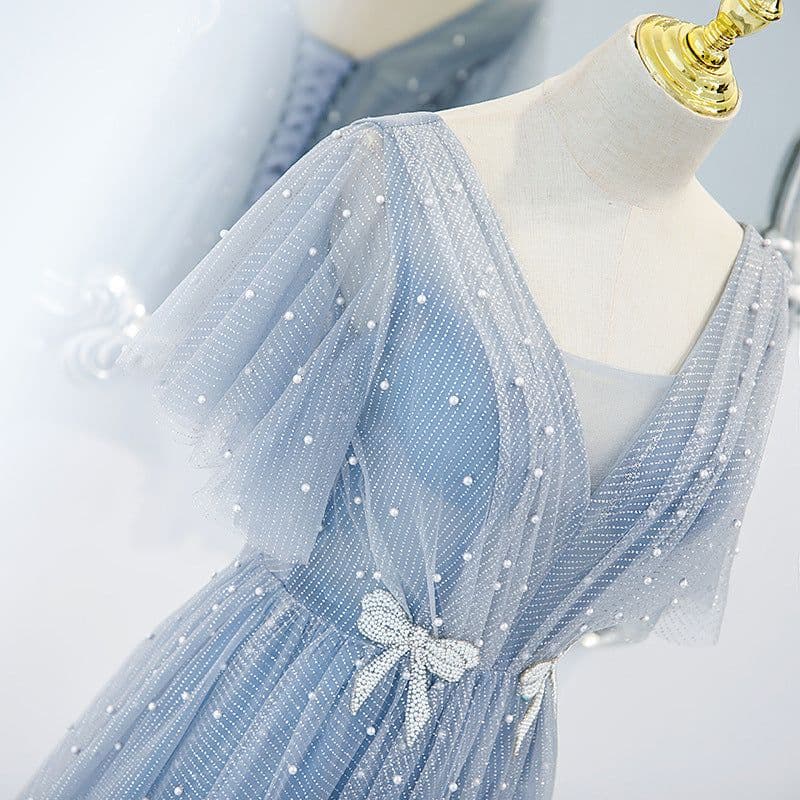 image-Evening Dress Female Elegant Temperament Host V-neck Super Fairy Thin Long Style