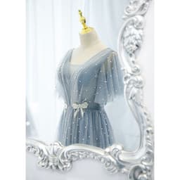 image-Evening Dress Female Elegant Temperament Host V-neck Super Fairy Thin Long Style