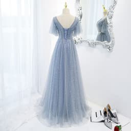 image-Evening Dress Female Elegant Temperament Host V-neck Super Fairy Thin Long Style