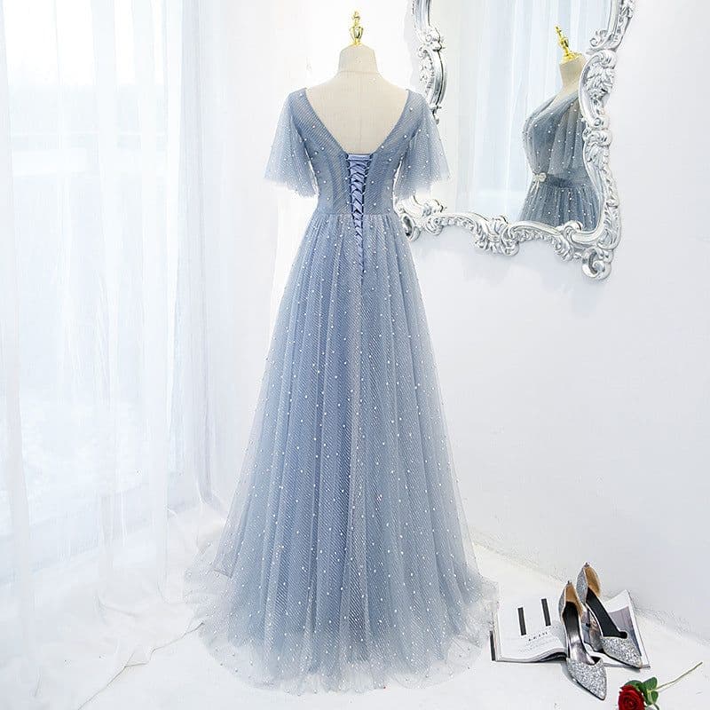 image-Evening Dress Female Elegant Temperament Host V-neck Super Fairy Thin Long Style