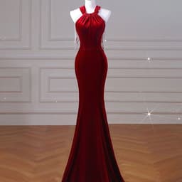 image-Velvet Fish Tail Cocktail Dress Bridal Engagement