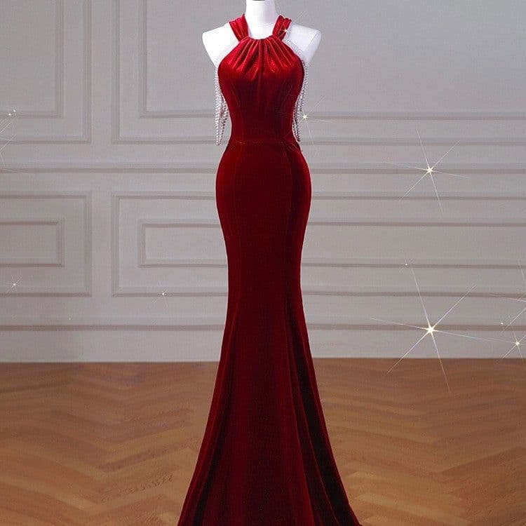 image-Velvet Fish Tail Cocktail Dress Bridal Engagement