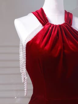 image-Velvet Fish Tail Cocktail Dress Bridal Engagement