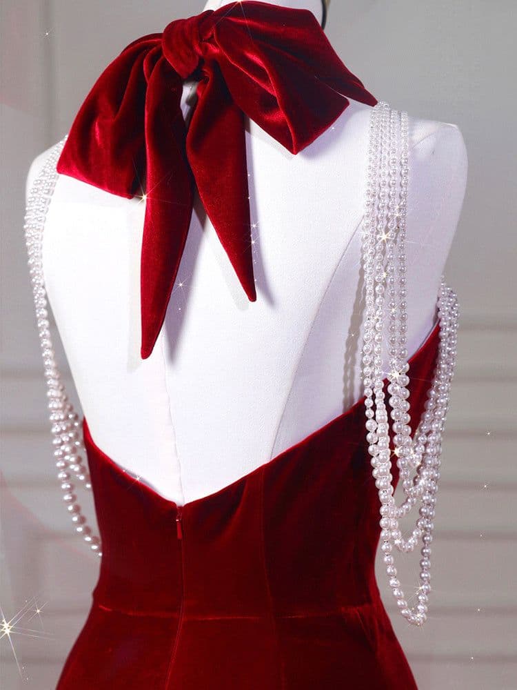 image-Velvet Fish Tail Cocktail Dress Bridal Engagement