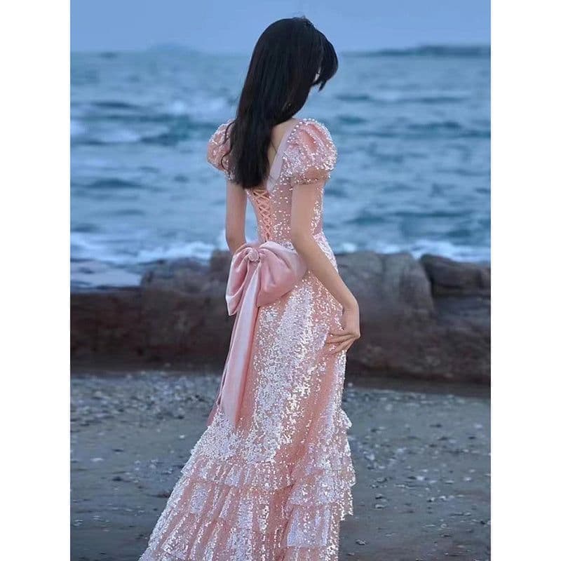image-Pink Evening Dress For High End Luxury Women