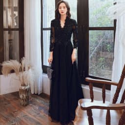 image-Black Evening Dress Feminine And Luxurious
